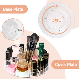 3-Tier 360° Rotating Acrylic <b>Makeup</b> Organizer Clear Cosmetic Storage Carousel for <b>Vanity</b> & Bathroom - Product Image 3