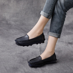Zapatos Planos de Mujer de Cuero Vacuno Hechos a Mano, Estilo Étnico Vintage, con Punta Redonda, Suela Suave y Boca Baja, Primavera 2026 - Product Image 3