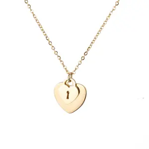 Rvs Concentrische Slot Liefde Key Heart Lock Hanger Ketting voor Liefde Meisjes Gift