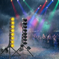 Sistema de Iluminación para DJ de 800W, Luces Cegadoras RGB Blanco Cálido Ámbar, Luces Estroboscópicas LED Impermeables IP65 para Escenarios, Fiestas, Conciertos y Eventos al Aire Libre
