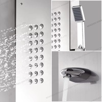 Offre Spéciale 304 Panneau de douche intelligent en acier inoxydable LED Colonne de robinet de douche thermostatique Panneau de douche mural haute pression