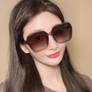 Nuevas gafas de sol sin marco para mujer UV400, lentes polarizadas de PC tipo 3, gafas de sol con caja, color rosa - Product Image 2