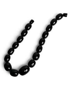 Classic <b>Black</b> Onyx Beaded Necklace Unisex Jewelry Statement Piece - Product Image 1