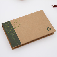 Boîte de notes autocollantes personnalisées en papier kraft avec logo, ensemble de papeterie pour étudiants, notes autocollantes avec stylo, pince à papier, règle, bloc-notes promotionnel