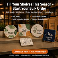 Sous-verres en gros, sous-verres pour la vente au détail, sous-verres pour supermarchés, sous-verres de forme personnalisée, en caoutchouc naturel, OEM USA