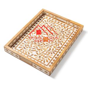 Plateau de service en forme de rectangle avec incrustation d'os décoratif pour la maison, nouveauté 2024 - Product Image 4