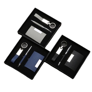 Small Business Gift Sets With Name Card Holder Metal Pen Keychain for Men Father's Days Birthday Souvenir Giveaways