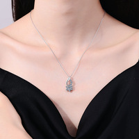 Collar de Plata de Ley S925 con Diamante Moissanita de 0.5 Quilates, Color D, Diseño de Girasol, Cadena para Clavícula, Joyería de Boda para Mujer