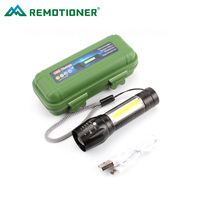 Zoom télescopique Mini lampe de poche LED rechargeable par USB avec lumière latérale COB Lumières fortes