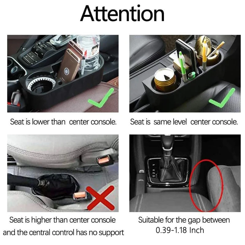 Heart Horse Portable ABS Multifunction Cup Phone Holder - Black Vehicle Seat Organizer