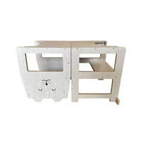 Tour d'apprentissage en bois à hauteur réglable, escabeau pliant au design moderne pour les tout-petits et les enfants.