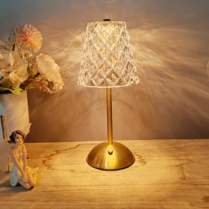 Brass Crystal Gold Fabric Table Lamp Ruffle Shade Bell AC Powered Soft Warm White LED <b>Push</b> <b>Button</b> Middle Modern Bedroom Decor - Product Image 5