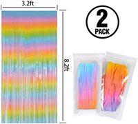Rideau de fond en feuille d'or arc-en-ciel - Lot de 2 - Rideaux à franges en feuille de paillettes - Décorations de fête pour la décoration d'anniversaire