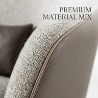 Fauteuil minimaliste moderne de luxe - Fauteuil d'appoint incurvé avec un mélange de tissu et de cuir et pieds en métal doré pour salon, hôtel