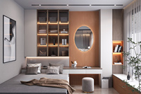 Ensemble de Chambre Moderne avec Armoire, Cadre de Lit et Bureau ou Coiffeuse, Mobilier Complet pour Chambre Principale