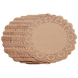 Napperons en papier blanc écologiques jetables à dentelle, diamètre 300 mm, ronds, pour l'emballage et le service alimentaire - Product Image 2