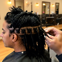 Extensiones de Rastas Hechas a Mano, Cabello Indio Remy Natural Negro Permanente, Cero Puntos Seis Centímetros