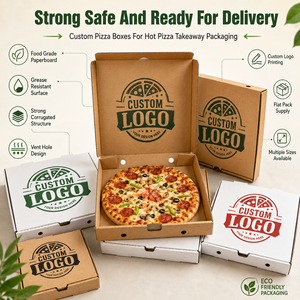 Scatola per <span class=keywords><strong>Pizza</strong></span> da Asporto Facile da Piegare con Linee di Piegatura, in Cartone Alimentare Sicuro, Confezione Famiglia, Fornitura <span class=keywords><strong>a</strong></span> Basso MOQ per Catering Commerciale - Product Image 5