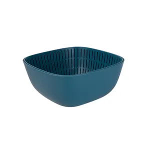 Plastic Drain Basket Fruits Vegetable Food Plastic Vegetable Double Layer Thick Drain Basket Washing Bowl Set