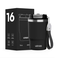 Bouteille d'eau isotherme élégante de 16 oz - Bouchon anti-fuite, technologie de verrouillage rapide, non toxique pour les trajets quotidiens et les activités de plein air