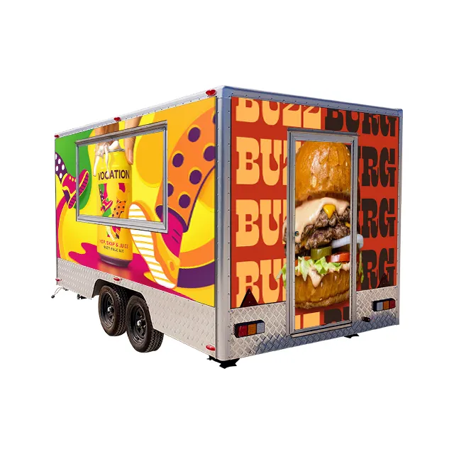 Camion per alimenti mobili più venduti servizio personalizzato standard degli stati uniti 4M camion fast Food nero con macchina Snack