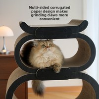 Lit-griffoir pour chat Winners en carton ondulé, grand format en forme de gourde, design détachable, surface incurvée, espace lounge multi-niveaux