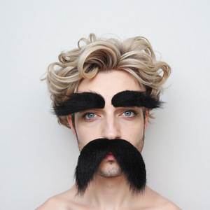 Barba Realistica per Costume di Halloween - Baffi Neri e Grande Barba Bianca da Babbo Natale, Capelli Sintetici - Product Image 4