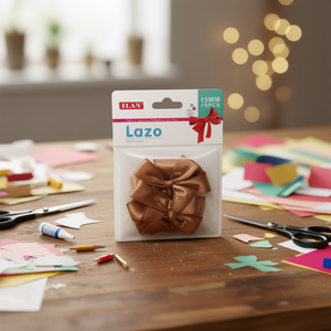 Nastro ILAN Lazo 15 mm colore caffè per decorazioni e lavori artigianali - Product Image 3