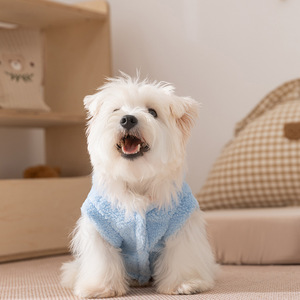 Sweat à capuche en polaire pour animaux de compagnie, vêtements d'hiver et d'automne pour petits et moyens chiens, bleu jaune - Product Image 1