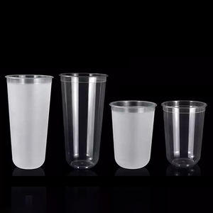 Custom Logo U Shape 90mm Diameter Frosted Clear Disposable PP <b>Plastic</b> <b>Cups</b> 14oz/16oz/24oz for Smoothie Bubble Milk Tea Beverage - Product Image 1