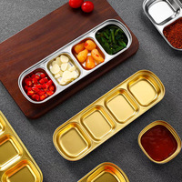 Yolecen 304 plat de trempage à plusieurs compartiments en acier inoxydable pour barbecue coréen pique-nique en plein air et assaisonnement à la sauce soja pour restaurants