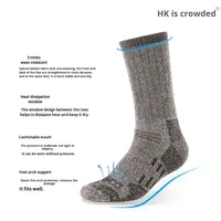 Chaussettes en laine mérinos pour femme Tube mi-haut Rembourrage chaud et résistant aux odeurs spécialement conçues pour l'alpinisme