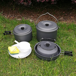 Multifunctional Aluminum Alloy Picnic Pot Set <span class=keywords><strong>Camping</strong></span> Mountaineering Portable 7-Person Picnic Set Outdoor <span class=keywords><strong>Camping</strong></span> Cookware Set - Product Image 4