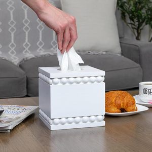 Récipient unique Boîte <span class=keywords><strong>à</strong></span> mouchoirs Porte-boîte <span class=keywords><strong>à</strong></span> mouchoirs ronde personnalisée imprimée centrale Boîte <span class=keywords><strong>à</strong></span> mouchoirs carrée en bois Blanc - Product Image 5