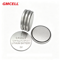 Pile bouton au lithium non rechargeable GMCELL CR2025 3V 160mAh certifiée CE OEM ODM pour clés de voiture et appareils électroménagers