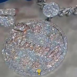 Hip Hop bijoux hommes lettre <span class=keywords><strong>nom</strong></span> <span class=keywords><strong>logo</strong></span> initial pendentif glacé personnalisé rond entièrement cz bling lettre pendentif collier - Product Image 4
