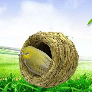 Décorations de jardin extérieur en forme de nid d'oiseau, <span class=keywords><strong>cage</strong></span> à oiseaux, simulation, fermeture à bouton, élégantes, en paille, bouche sphérique - Product Image 5