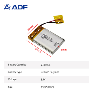 Nhà sản xuất cung cấp trực tiếp 502030 có thể sạc lại <span class=keywords><strong>3.7V</strong></span> 240mAh LiPo pin <span class=keywords><strong>lithium</strong></span> polymer - Product Image 4