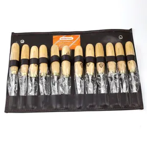 12pcs Wood Carve Chisel Set With Wooden Handle For Woodworking