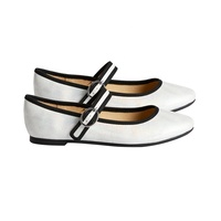 Vente en gros personnalisé adolescent boucle passepoil Mary Jane chaussure en cuir suédé plat Balllet chaussures pour enfants fille