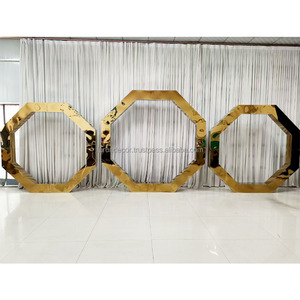 Usine Vente Chaude Exquis En Acier Inoxydable Octogonal Arc Support De Fond Décoration De Mariage Disposition De Scène De Mariage - Product Image 1