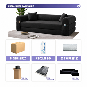 Modernes <span class=keywords><strong>L</strong></span>-förmiges 3-in-1 Cord-Klappsofa ohne Gestell, Vakuumverpacktes Modulares Schaumstoffsofa für Badezimmer - Product Image 4