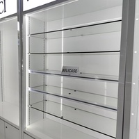 Vitrine de présentation de parfums minimaliste, meuble de présentation cosmétique personnalisé, mobilier pour salon de beauté et boutique de cosmétiques avec rangement et éclairage LED