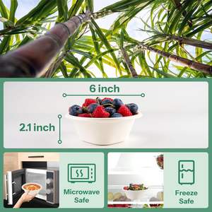 Wins Flying Prix d'usine Biodégradable Compostable Jetable 32 Oz Hexagonal Sugarcane Bagasse Saladier Bowl - Product Image 2