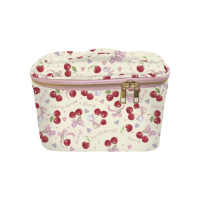 Nouveauté Trousse de maquillage motif floral avec poignée Sac à cosmétiques en nylon étanche Grande capacité Train Case Cosmetic Case