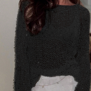 Loose, Sexy and Spicy <strong>Woolen</strong> Sequined <strong>Top</strong> - Product Image 4
