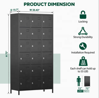 Casier en acier de style moderne à 18 portes avec plusieurs compartiments et serrure à clé, personnalisation disponible, vente directe d'usine