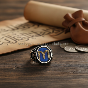 925K <b>Sterling</b> <b>Silver</b> Ottoman Dirilis Blue Enamel <b>Men</b> <b>Ring</b> Kayi <b>Ring</b> Ertugrul <b>Ring</b> - Product Image 3