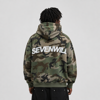 Vente en gros OEM Personnalisé Sweat à capuche zippé intégral pour homme en molleton de coton épais, imprimé camouflage intégral et logo sérigraphié, style streetwear