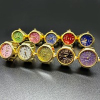 Frauen Männer Finger uhr Vintage Ring Uhr Runde Quarz Analog Fingerring Uhr für Geburtstag Abschluss Schwarz